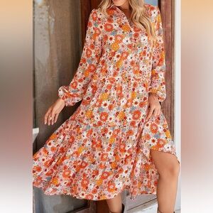 Floral orange dress
